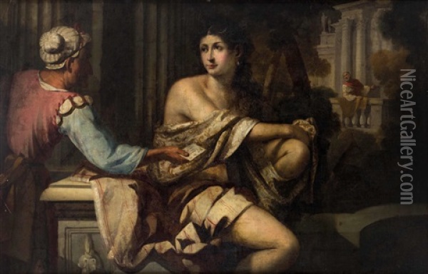 Bathseba Empfangt Den Brief Konig Davids Oil Painting - Jacopo Palma il Giovane