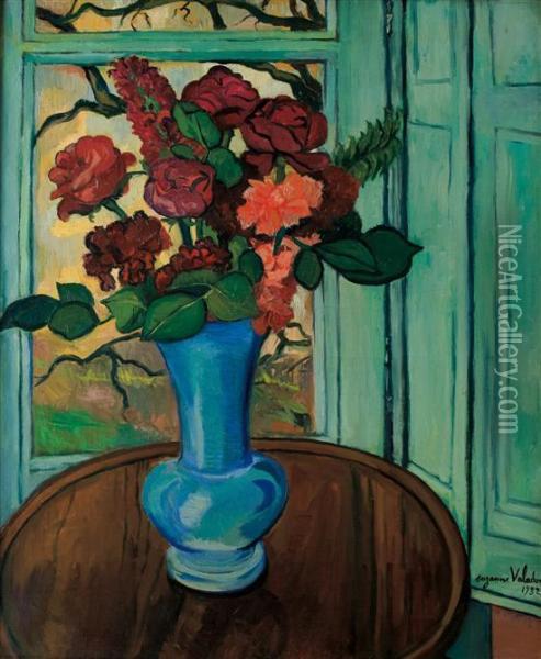 Bouquet Of Flowers On Round Table Oil Painting - Suzanne Valadon