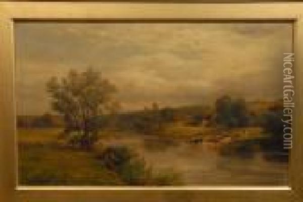 Crossing The River Trent At Ingleby Oil Painting - George Turner