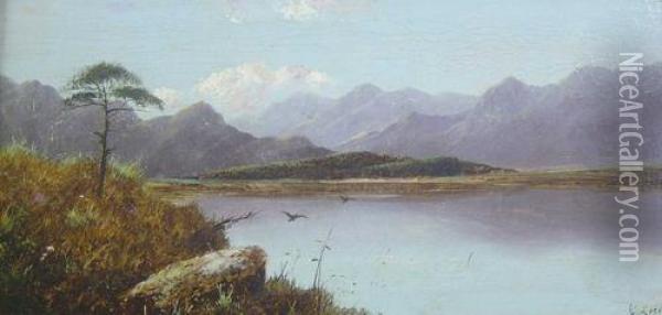 View Across A Loch Oil Painting - Charles Leslie