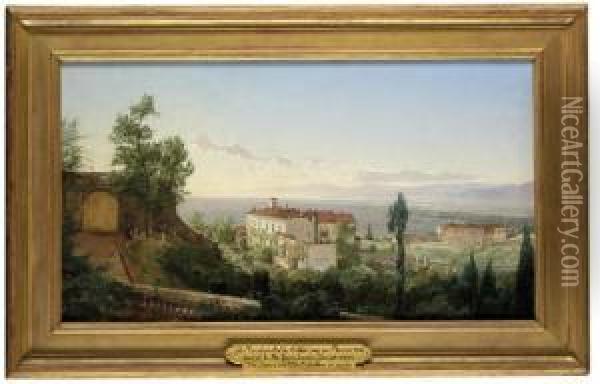 Villa Limonaia From Villa Ombrellino, Bellosguardo, Near Florence Oil Painting - James Lawton Wingate
