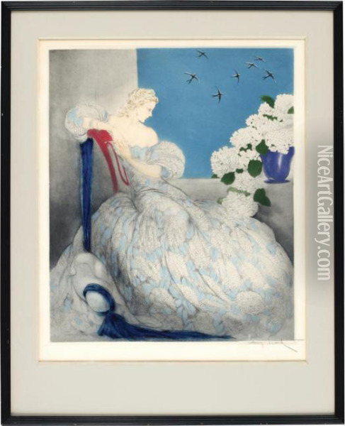 Symphony In Blue Oil Painting - Louis Icart