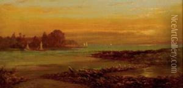 Sailboats At Sunset Oil Painting - Edward B. Gay