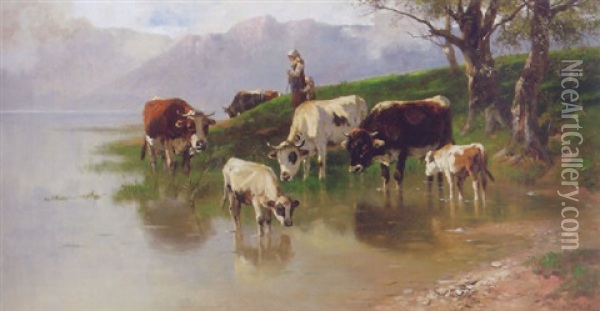 Ein Sommertag Im Gebirge Oil Painting - Christian Friedrich Mali