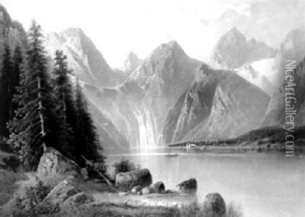 Blick Auf Den Konigsee Mit St. Bartoloma Oil Painting - Anton Pick