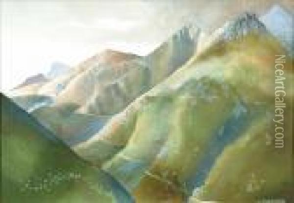 Mountainouslandscape Oil Painting - Walter Wright