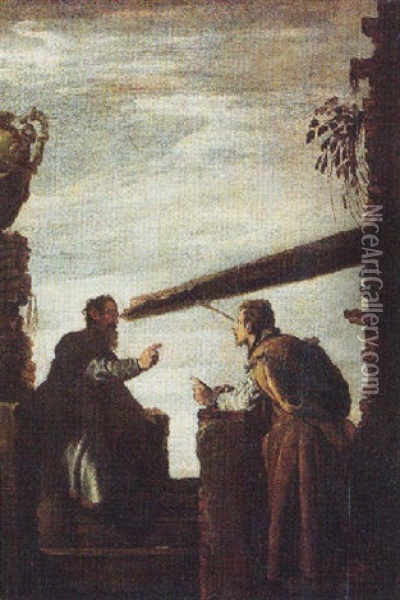 The Parable Of The Plank And Speck Oil Painting - Domenico Feti