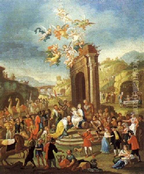 L'adorazione Dei Magi Oil Painting - Giuseppe Bonito
