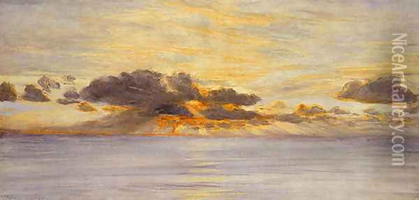 Sunset Oil Painting - John Edward Brett