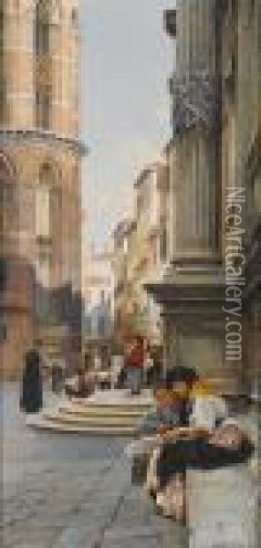 The Church Of The Frari And School Of San Rocco, Venice Oil Painting - Henry Woods