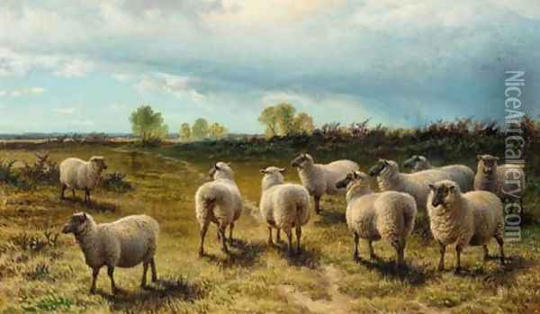 Sheep on a heath Oil Painting - Charles Jones