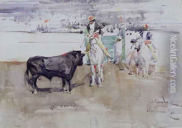 The Bull Ring, Algeciras 1891 Oil Painting - Joseph Crawhall