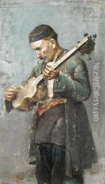The Georgian Musician Oil Painting - Beridze
