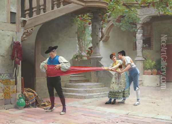 La ceinture du grand-papa (Grandpa's Sash) Oil Painting - Jehan Georges Vibert