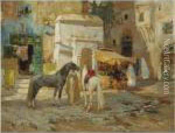 The Market Square Oil Painting - Frederick Arthur Bridgman