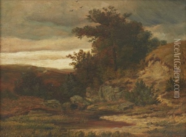 Landskap Oil Painting - Adolf Kosarek