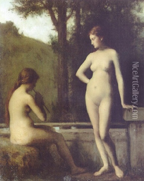 L'idylle Oil Painting - Jean Jacques Henner