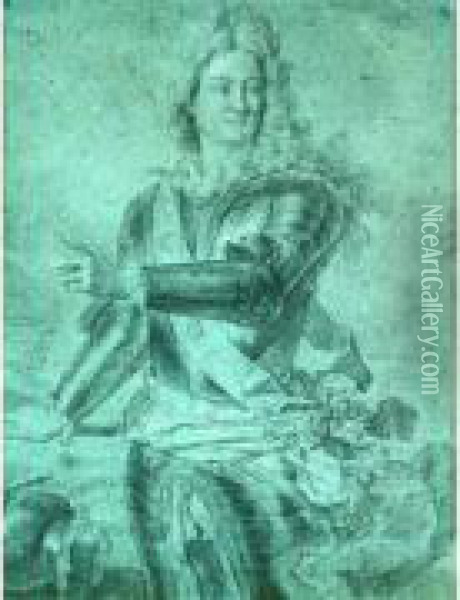Portrait De Louis Alexandre De Bourbon, Comte De Toulouse, D'apres Rigaud Oil Painting - Charles Vionnet