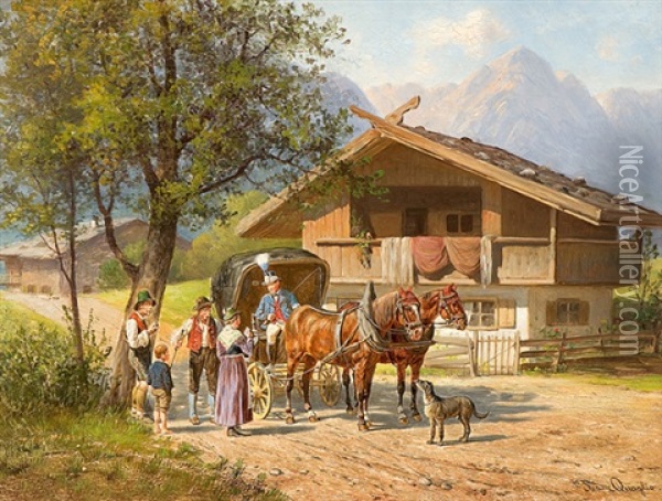 Die Postkutsche Oil Painting - Franz Quaglio