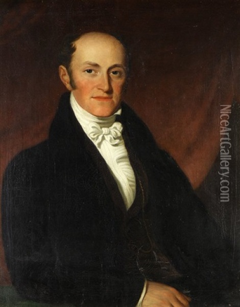 Portrait Of A Gentleman In A White Tie Oil Painting - Sir Martin Archer Shee
