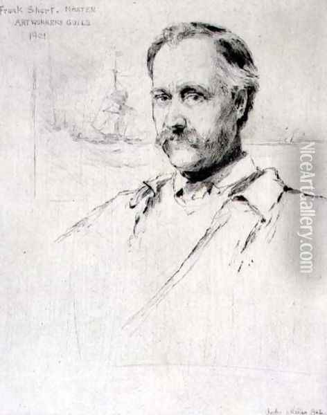Sir Frank Short (1857-1945) painter and engraver, Master of the Art Workers Guild in 1901, 1902 Oil Painting - Charles Watson