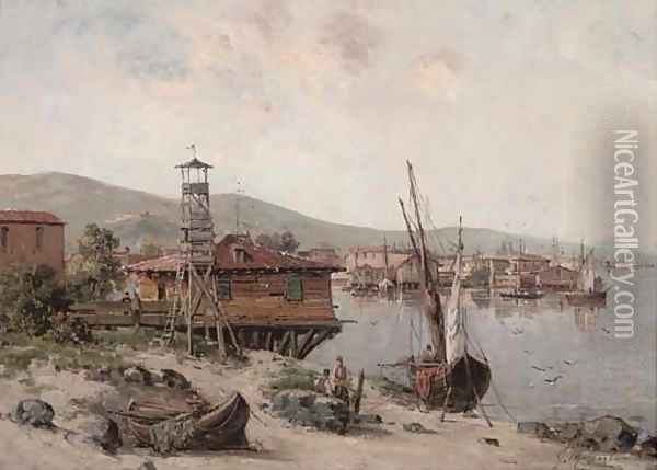 An eastern fishing village Oil Painting - Gustave Mascart