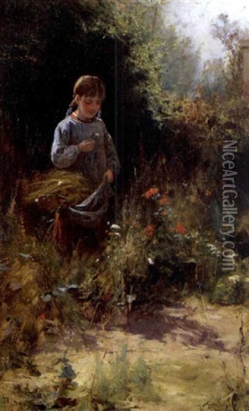 Fillette Dans Un Jardin En Fleurs Oil Painting - Nikolai Petrovich Bogdanov-Bel'sky
