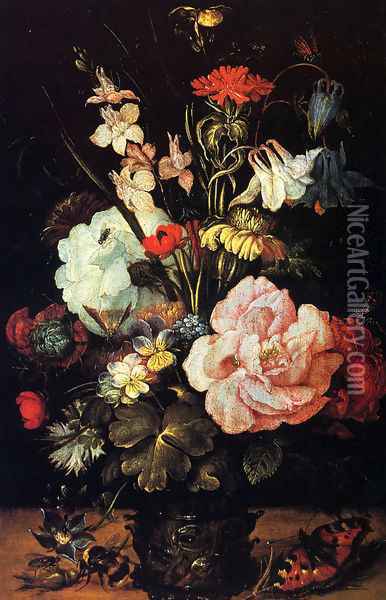 Flowers In A Vase Oil Painting - Roelandt Jacobsz Savery