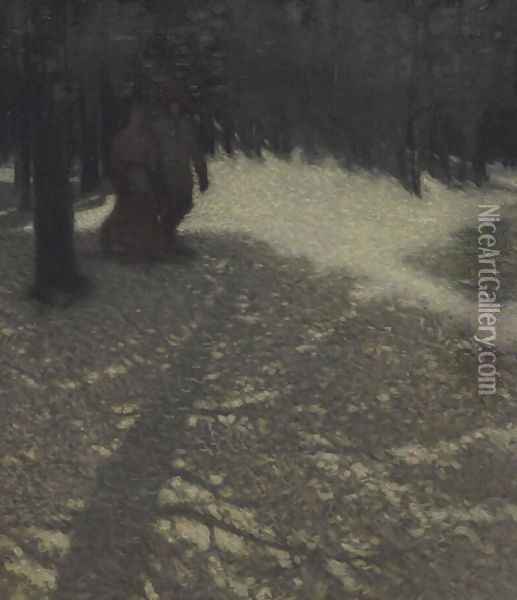 In the Pine Shadows, Moonlight Oil Painting - James Edward Hervey MacDonald