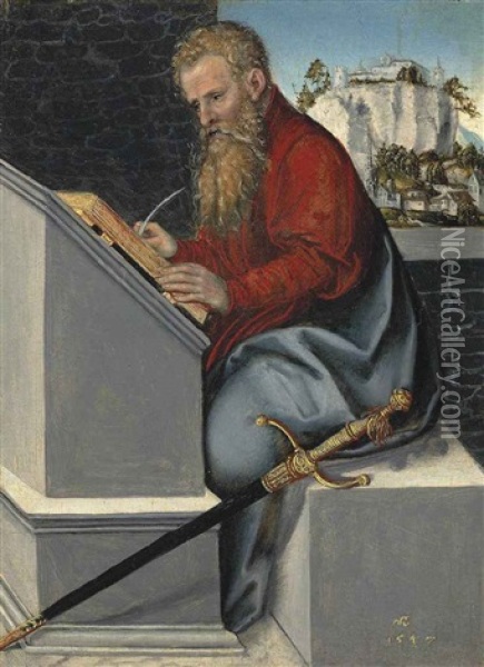 Saint Paul In His Study Oil Painting - Lucas Cranach the Younger