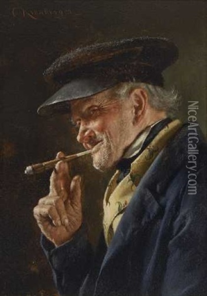 Bauer Mit Zigarre Oil Painting - Carl Kronberger