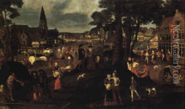 Saint Martin's Fest Oil Painting - Marten van Cleve the Elder