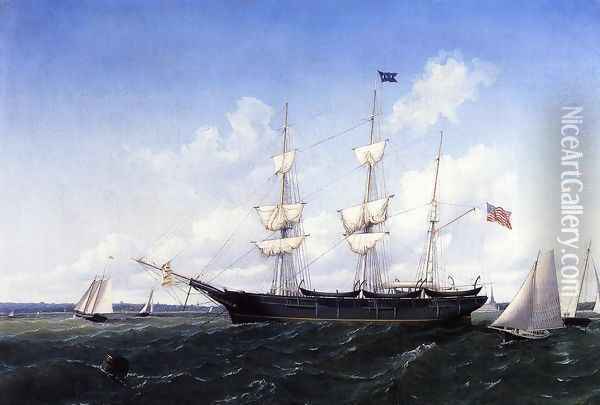 Whaling Bark 'J. D. Thompson' of New Bedford Oil Painting - William Bradford