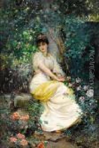 In The Garden Oil Painting - Edouard Frederic Wilhelm Richter