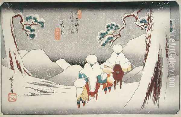 Oi from Sixty nine Station on the Kisokaido Highway Oil Painting - Utagawa or Ando Hiroshige
