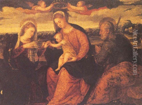 The Mystical Marriage Of Saint Catharine Oil Painting - Bonifazio de Pitati