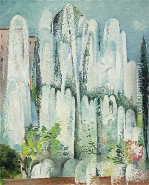 Fontaine Dans Un Jardin De Rome Oil Painting - Alice Bailly