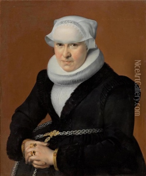 Portrat Der Anna Leu, Geb. Locher, Im Alter Von 33 Jahren Oil Painting - Samuel Hofmann
