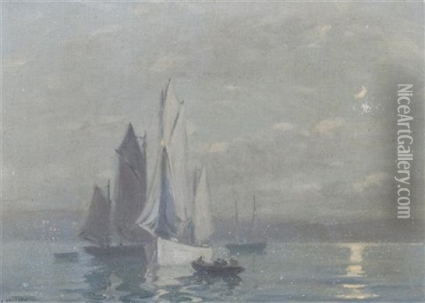 Twilight Sails Oil Painting - David Ericson