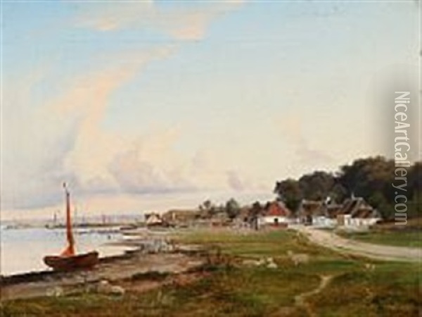 View From Humlebaek In Denmark Oil Painting - Nordahl (Peter Frederik N.) Grove