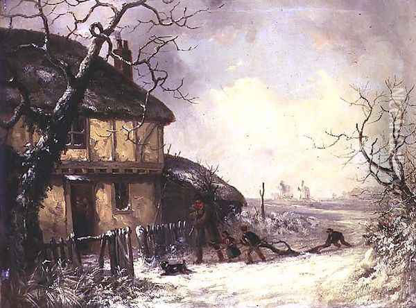 Carrying Home the Firewood Oil Painting - Thomas Smythe
