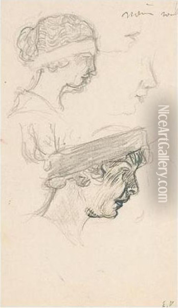 Visage De Jeune Fille, De Profil Oil Painting - Jean-Edouard Vuillard