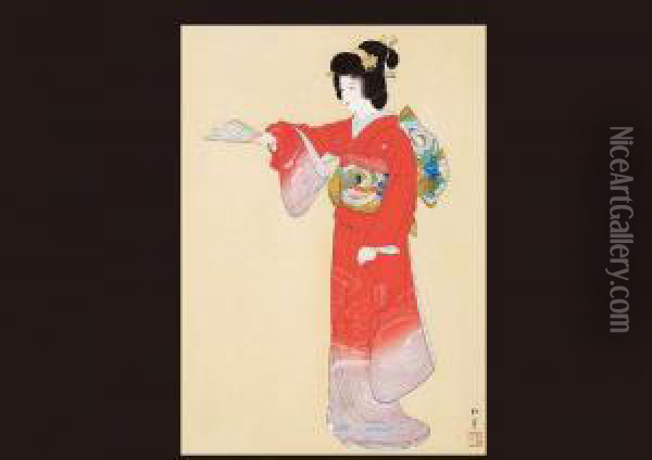 Dance Of The Preface Oil Painting - Uemura Shoen