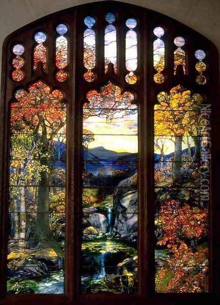 Autumn Landscape Oil Painting - Louis Comfort Tiffany