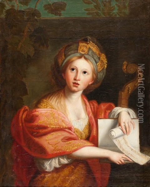 Sibilla Cumana (after Domenichino) (+ Sibilla Persica (after Guercino); Pair) Oil Painting - Friedrich Gotthard Naumann