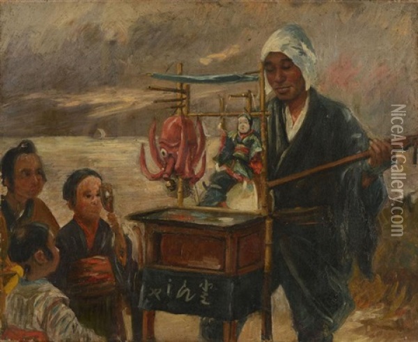 Le Marionettiste Japonais Oil Painting - Georges Ferdinand Bigot