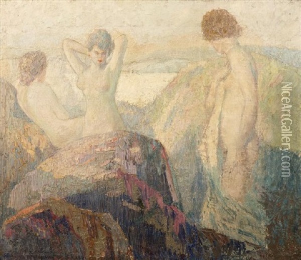 Daughters Of The Gods Oil Painting - Sigurd Skou