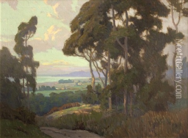 Path Through A Tree-lined Landscape Oil Painting - Elmer Wachtel