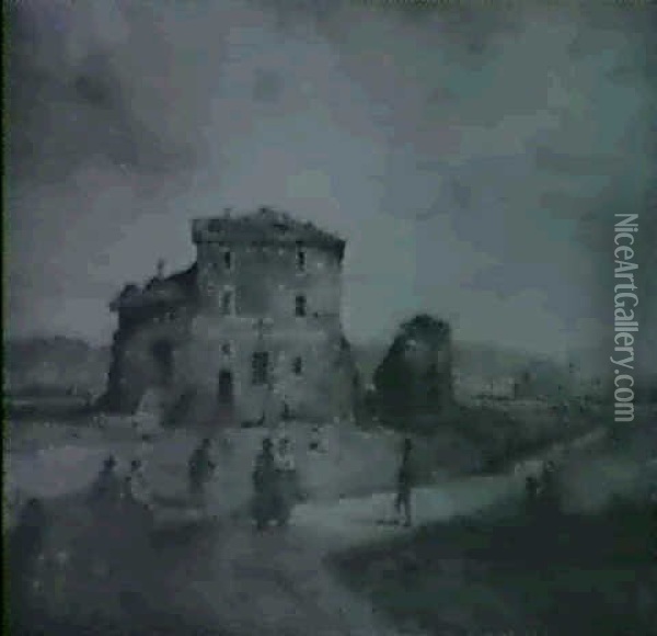 Ansicht Der Porta Maggiore In Rom Oil Painting - Arthur Blaschnik