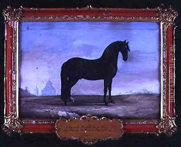 No 4 A black Neapolitan horse of the Spanish Riding School Oil Painting - Baron Reis d' Eisenberg